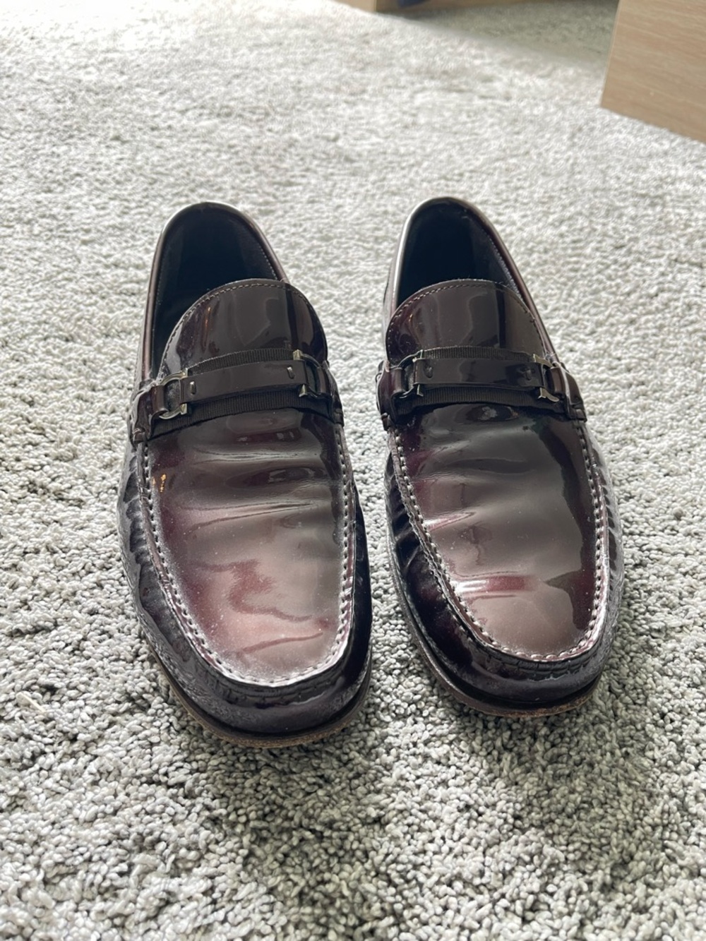 Men's Burgundy Ferragamo Leather Bit Loafers